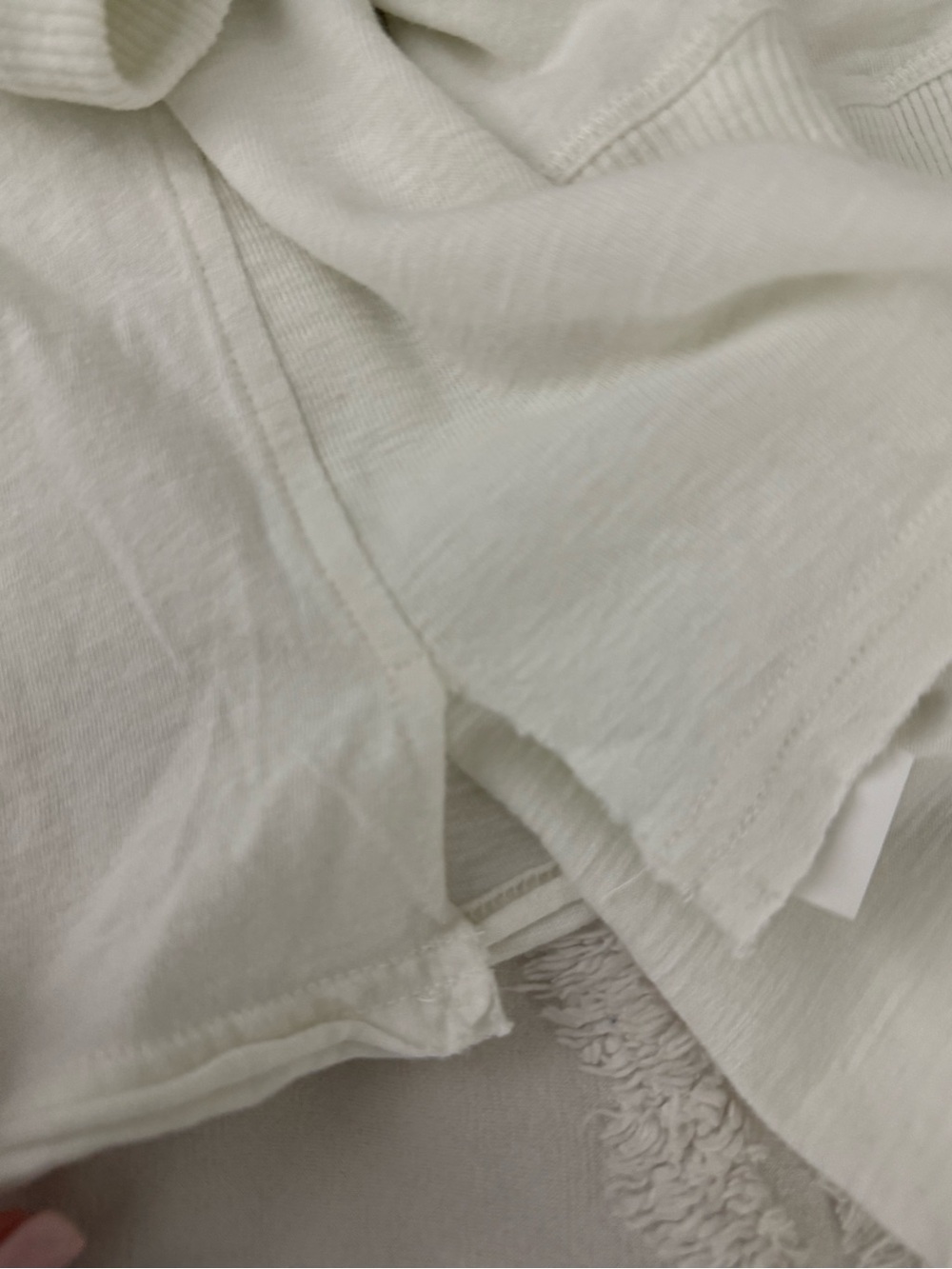 aerie Cream Ribbed-Neck Tee with Subtle Logo - Picture 12 of 16